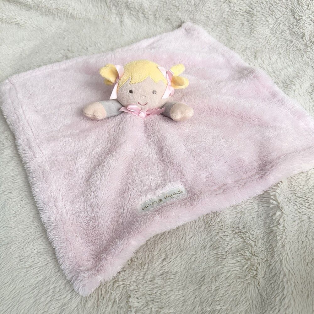 Blankets and Beyond Blonde Baby Girl Doll Pink Lovey Security Blanket